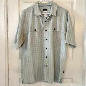 Patagonia Island Hopper Shirt Men's L  Blue Yellow Plaid Button Down
